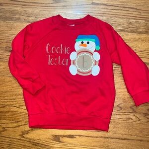 “Cookie Tester” red 5T appliquéd sweatshirt